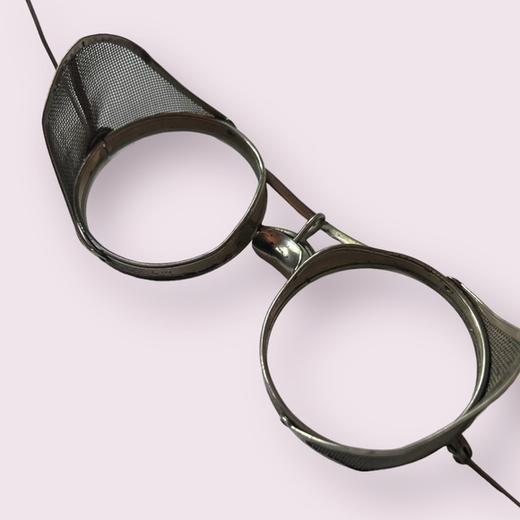 Antique Steampunk Safety Glasses Unisex Metal Glass Mesh Vintage Clear Glass - Picture 10 of 16